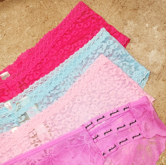 NWT 4 pair PINK Victoria's Secret Lace Cheeky Panties Size XL - Picture 2 of 4